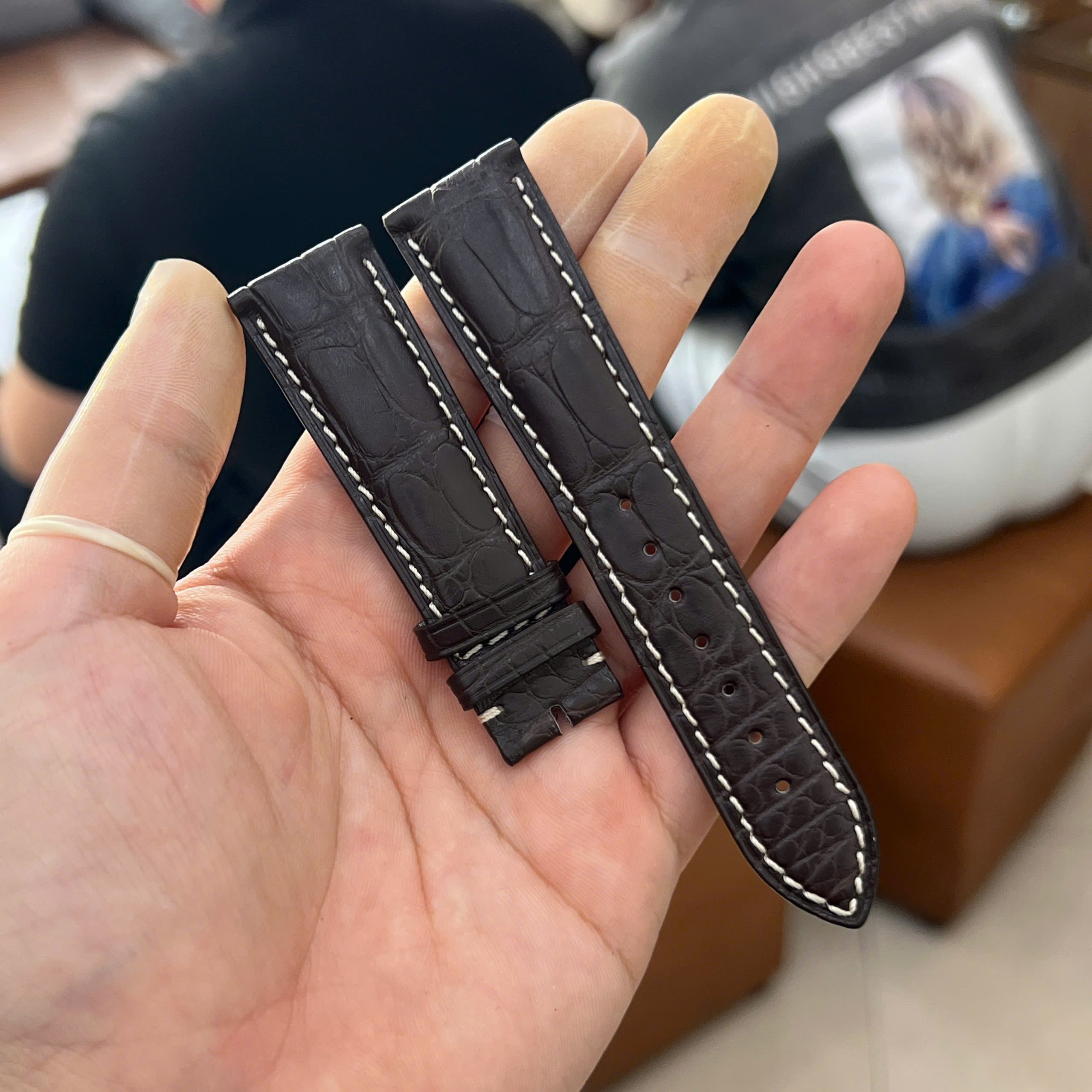 Black Alligator Leather Watch Strap for Cartier Drive Retrograde VGNM0005
